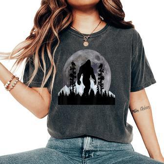 Bigfoot In The Forest Moon Night Cool Sasquatch Women's Oversized Comfort T-Shirt - Seseable