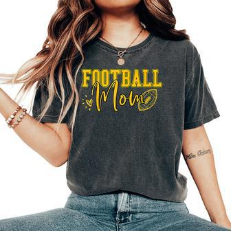 Black Gold Football Mom Football Mother Football Women's Oversized Comfort T-Shirt | Mazezy