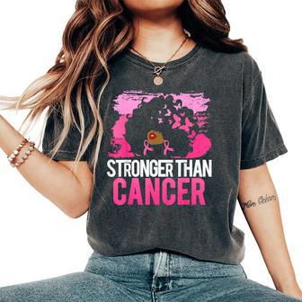 Black Queen Stronger Than Breast Cancer Pink Ribbon Women's Oversized Comfort T-Shirt - Thegiftio UK