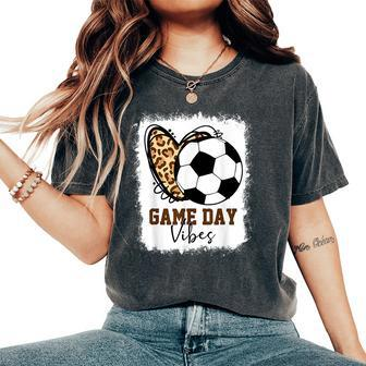 Bleached Soccer Game Day Vibes Soccer Mom Game Day Season Women's Oversized Comfort T-Shirt - Seseable