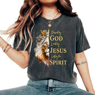 Blessed By God Loved By Jesus Lion Women's Oversized Comfort T-Shirt - Seseable