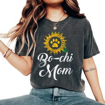 Bochi Mom Dog Sunflower Paw Print Women's Oversized Comfort T-shirt | Mazezy