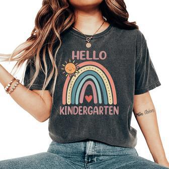 Boho Rainbow Heart For Teachers Women Hello Kindergarten Women's Oversized Comfort T-Shirt - Monsterry UK