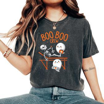 Boo Boo Crew Ghost Doctor Paramedic Emt Nurse Halloween Gift For Women Women's Oversized Graphic Print Comfort T-shirt - Thegiftio UK