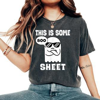 This Is Some Boo Sheet Retro Halloween Costume Women's Oversized Comfort T-Shirt - Seseable