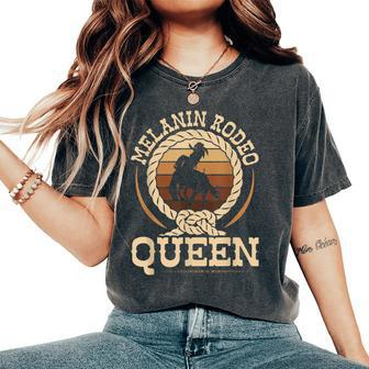 Bronc Riding Melanin Rodeo Queen African American Cowgirl Women's Oversized Comfort T-shirt | Mazezy