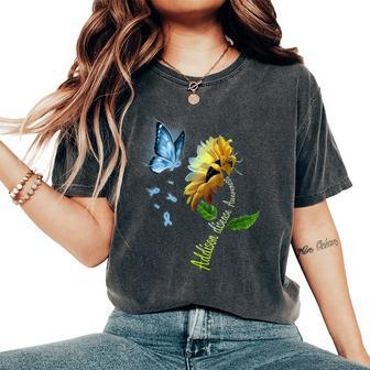 Butterfly Sunflower Addison Disease Awareness Women's Oversized Comfort T-shirt | Mazezy