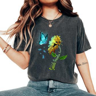 Butterfly Sunflower Suicide Prevention Awareness Women's Oversized Comfort T-shirt | Mazezy