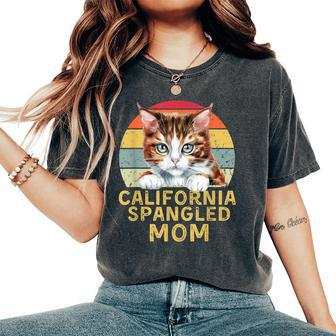 California Spangled Cat Mom Retro Cats Heartbeat Women's Oversized Comfort T-Shirt | Mazezy