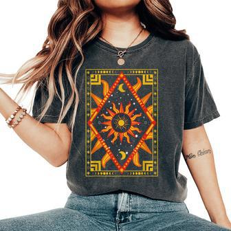 Celestial Sun Moon Stars Planet Tapestry Cute Women's Oversized Comfort T-Shirt | Mazezy
