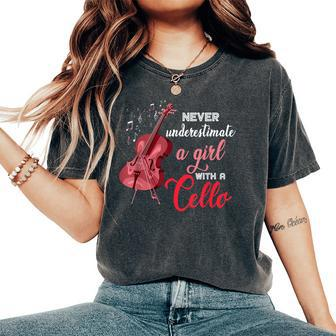 Cellist Girls Never Underestimate A Girl With A Cello Women's Oversized Comfort T-Shirt - Thegiftio UK