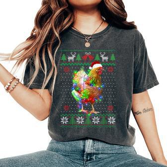 Chicken Animal Ugly Sweater Christmas Puppy Animal Lover Women's Oversized Comfort T-Shirt | Mazezy