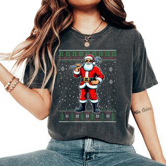 Christmas Santa Plumber Ugly Christmas Sweater Women's Oversized Comfort T-Shirt - Seseable