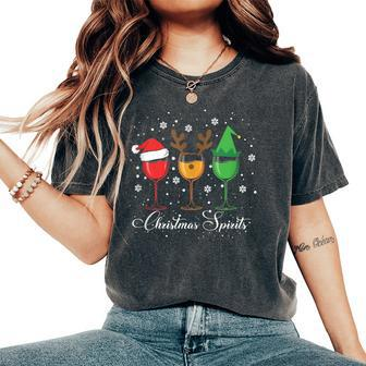 Christmas Spirits Glasses Of Wine Xmas Holidays Party Women's Oversized Comfort T-Shirt | Mazezy
