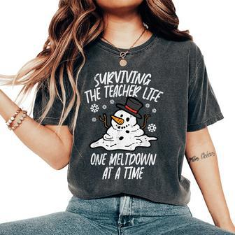 Christmas Surviving Teacher Life Meltdown Xmas Men Women's Oversized Comfort T-Shirt | Mazezy