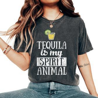 Christmas Tequila Drinking Tequila Is My Spirit Animal Women's Oversized Comfort T-Shirt - Monsterry CA