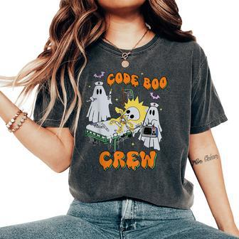 Code Boo Crew Ghost Nurse Halloween Costume Nursing Women's Oversized Comfort T-Shirt | Mazezy