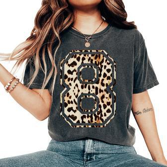 Cool Number 8 Game Football Leopard Cheetah Print Women's Oversized Comfort T-shirt | Mazezy