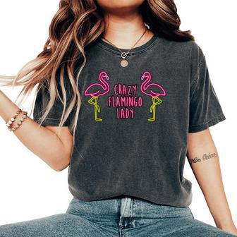 Crazy Flamingo Lady Bird Lover Humor Women's Oversized Comfort T-shirt | Mazezy