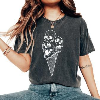 Creepy Skulls Icecream Horror Halloween Halloween Women's Oversized Comfort T-Shirt | Mazezy