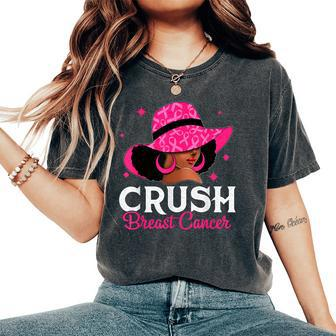 Crush Breast Cancer Awareness Black Pink Queen Warrior Women's Oversized Comfort T-Shirt - Seseable