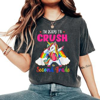 Crush Second Grade Dabbing Unicorn Back To School Girls Women's Oversized Comfort T-Shirt - Monsterry DE