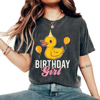 Cute Birthday Girl Duck Women's Oversized Comfort T-Shirt - Seseable