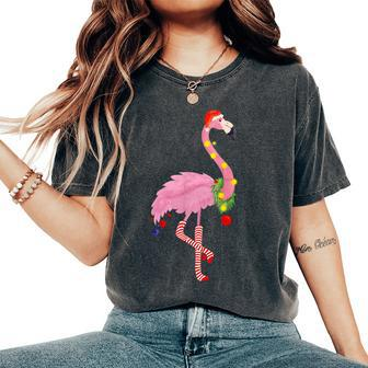 Cute And Fun Tropical Flamingo Christmas Women's Oversized Comfort T-Shirt - Seseable