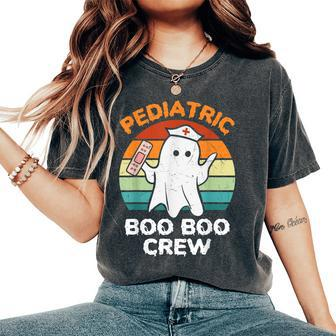 Cute Ghost Halloween Pediatric Rn Nurse Boo Boo Crew Gift For Women Women's Oversized Graphic Print Comfort T-shirt - Thegiftio UK