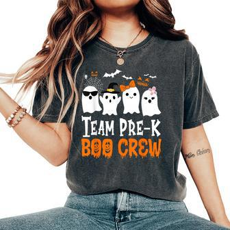 Cute Ghost Team Pre K Boo Crew Halloween Teacher Student Women's Oversized Comfort T-Shirt - Thegiftio UK