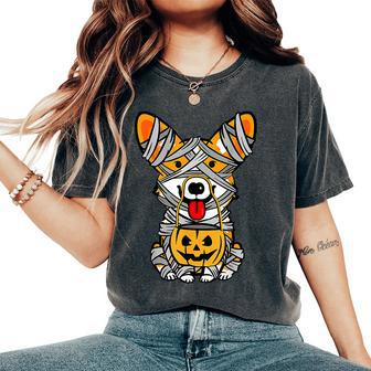 Cute Halloween Costume Welsh Corgi Mummy Dog Lover Women's Oversized Comfort T-Shirt | Mazezy