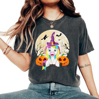 Cute Halloween Girls Witchy Unicorn Hallowee Women's Oversized Comfort T-Shirt - Thegiftio UK