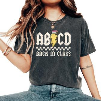 Cute Lightning Pencil Abcd Teacher Rock Back In Class School Women's Oversized Comfort T-Shirt - Monsterry