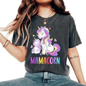 Cute Mamacorn Unicorn 2021 Rainbow Colors Women's Oversized Comfort T-Shirt - Seseable