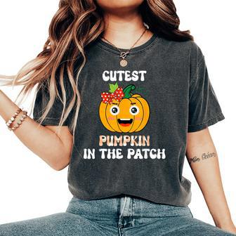 Cutest Pumpkin In The Patch Baby Girl Halloween Fall Women's Oversized Comfort T-Shirt - Monsterry UK