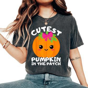 Cutest Pumpkin In The Patch Halloween Costume Girls Toddlers Women's Oversized Comfort T-Shirt - Seseable