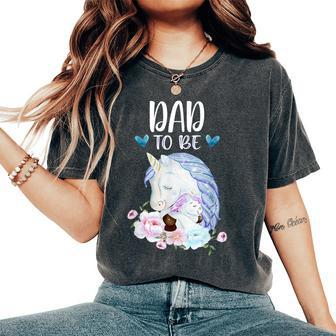 Dad To Be Unicorn Baby Shower For Girl Floral Women's Oversized Comfort T-shirt | Mazezy