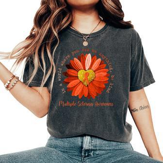 Daisy Be Kind Multiple Sclerosis Awareness Orange Ribbon Women's Oversized Comfort T-shirt | Mazezy