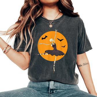 Dancing Skeleton Ballerina Ballet Dance Halloween Girl Women's Oversized Comfort T-Shirt - Thegiftio UK