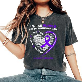 Dementia Mother In Law Purple Mom Alzheimers Awareness Women's Oversized Comfort T-Shirt | Mazezy