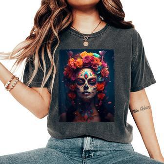 Dia De Los Muertos Sugar Skull Day Of The Dead Mexican Women's Oversized Comfort T-Shirt