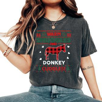 Donkey Lover Christmas Xmas Donkey Christmas Ugly Sweater Women's Oversized Comfort T-Shirt - Seseable