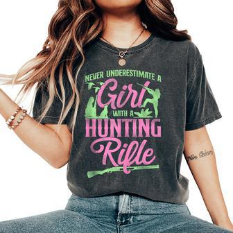 Duck Hunting Hunter Girl Female Vintage Never Underestimate Women's Oversized Comfort T-Shirt - Monsterry