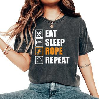 Eat Sleep Rope Repeat Rodeo Clown Cowboy Cowgirl Women's Oversized Comfort T-shirt | Mazezy