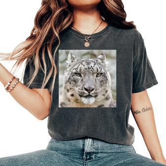 Endangered Snow Leopard Big Asian Cat Wildlife Women's Oversized Comfort T-shirt | Mazezy