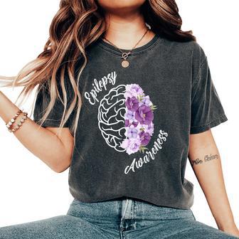 Epilepsy Awareness Flowers Epilepsy Warrior Women's Oversized Comfort T-Shirt - Seseable