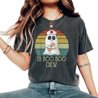 Er Boo Boo Crew Ghost Nurse Retro Halloween Costume Nursing Women's Oversized Comfort T-Shirt - Seseable