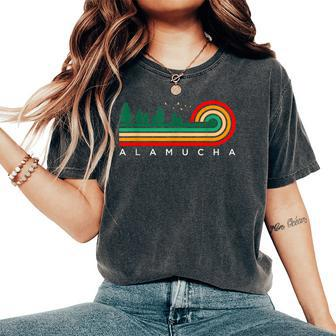 Evergreen Vintage Stripes Alamucha Mississippi Women's Oversized Comfort T-Shirt | Mazezy