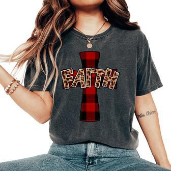 Faith Cross Buffalo Plain And Leopard Women's Oversized Comfort T-shirt | Mazezy