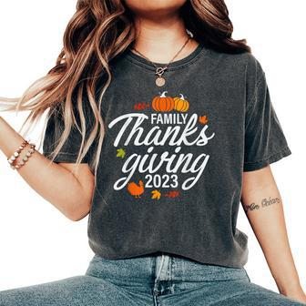 Family Thanksgiving 2023 Fall Autumn Matching Family Women's Oversized Comfort T-Shirt | Mazezy